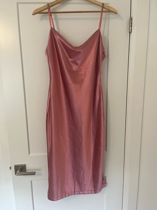 xxxiticat Dresses & Skirts - Satin Cowl Midi Dress in Rose - Elegant Slip Silhouette